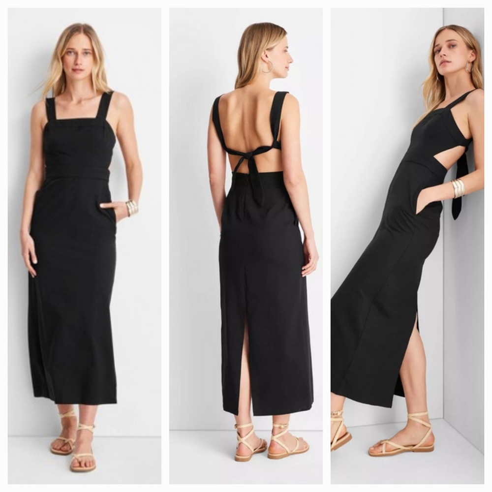 Sleeveless Tie Back Midi Dress NWT Black Size 14 Future  Collective Jenny…